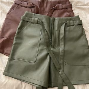 2 pairs of faux leather shorts size Medium
